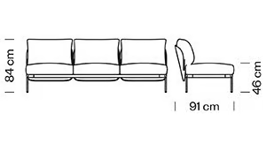 BLOOM 1216 - 3 seater fabric sofa by Et al. - view 3